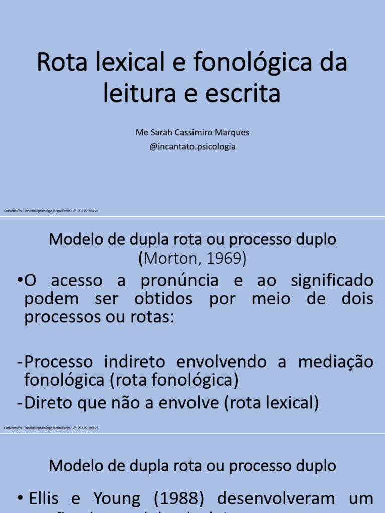Rotas Lexical e Fonológica na Leitura | PDF | Alfabetização | Fonologia