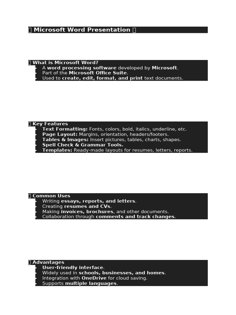 Microsoft Word Overview and Features | PDF
