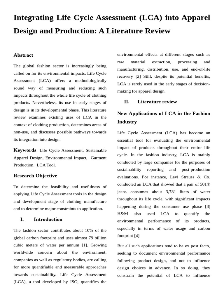 LCA Integration in Fashion Design | PDF | Life Cycle Assessment ...