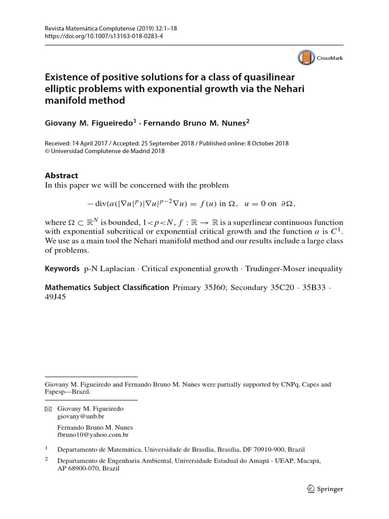 Positive Solutions for Quasilinear Problems | PDF | Nonlinear System ...