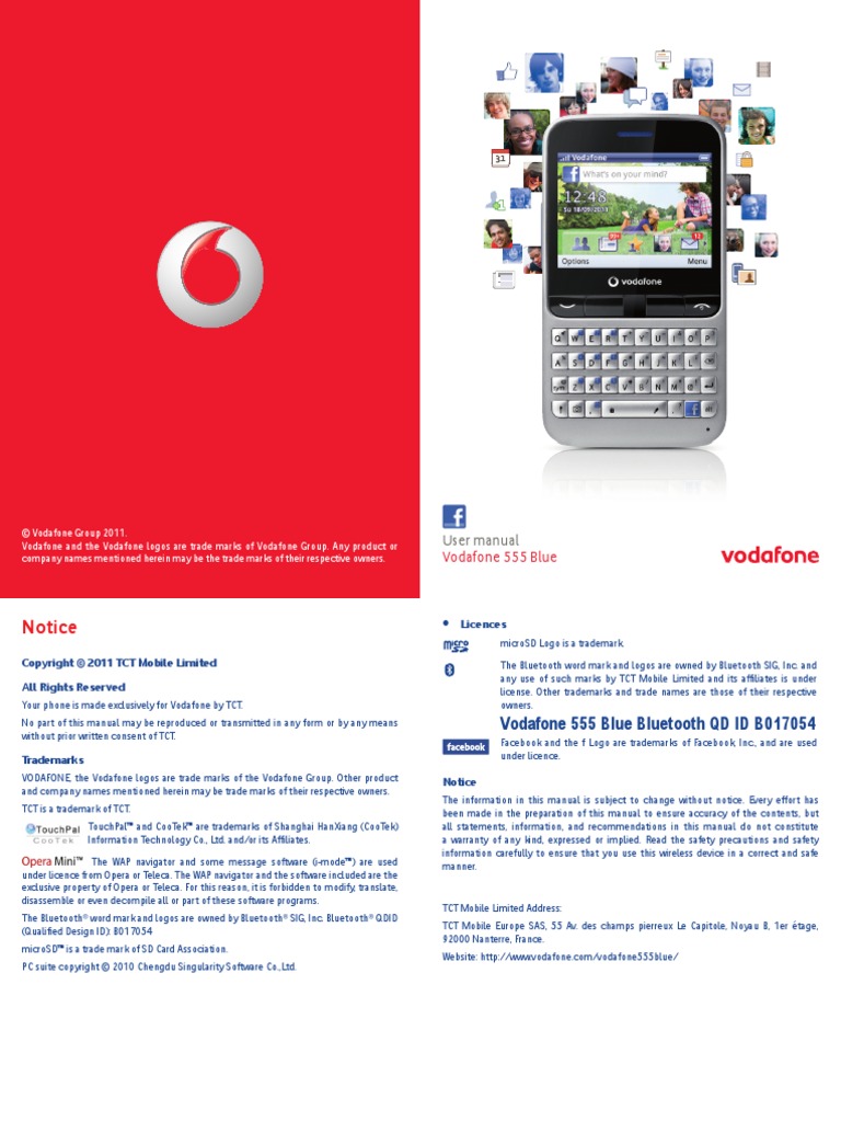 Vodafone 555 Blue User Guide Multimedia Messaging Service Short Message Service