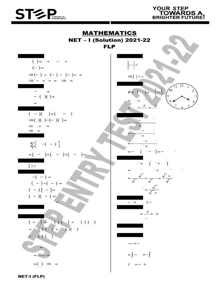 NET-I Mathematics Solutions 2021-22 | PDF