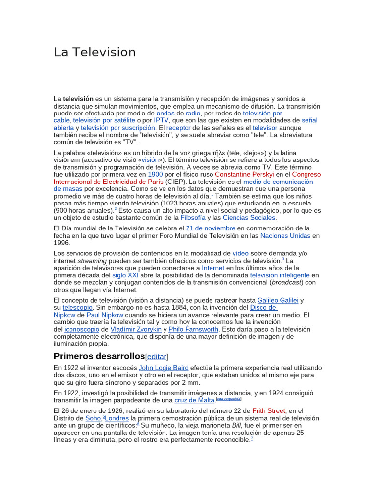 La Television | PDF | Televisión | Tecnología de información y ...