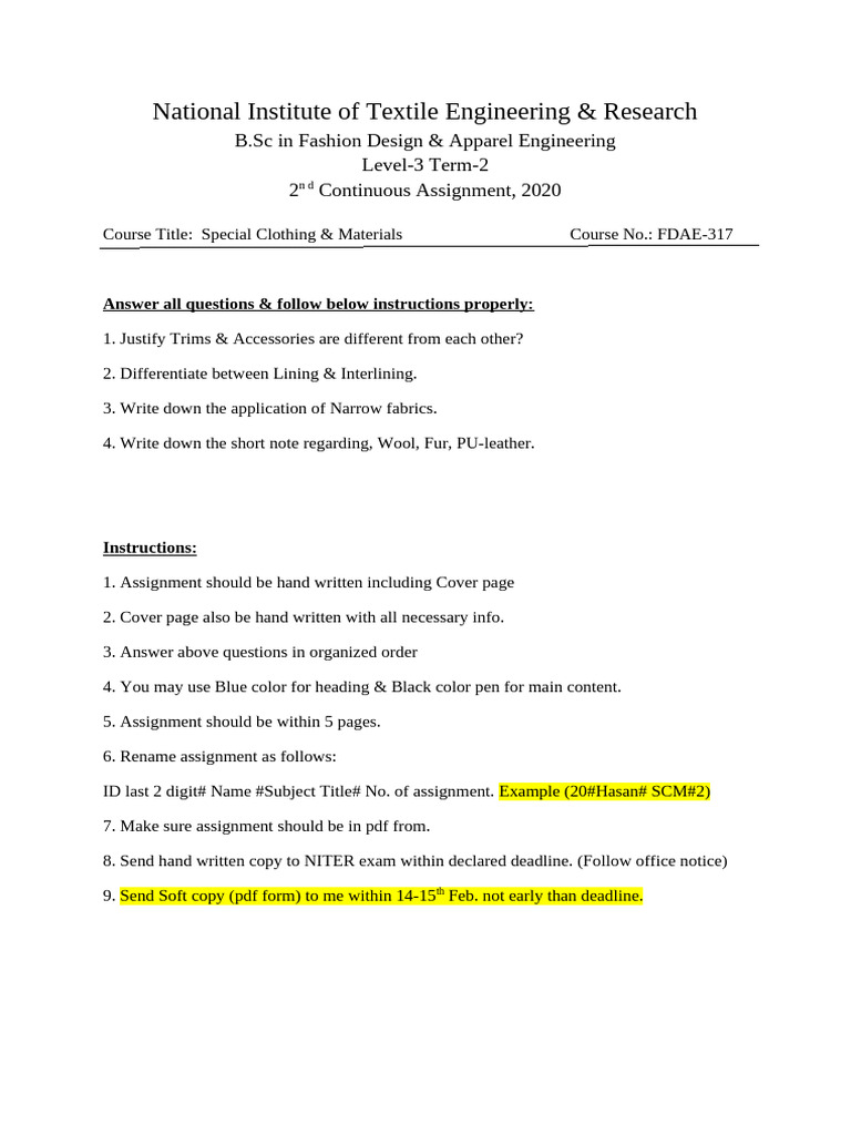 Fashion Design Assignment Guidelines | PDF