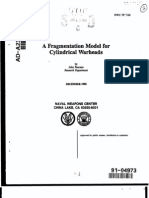 A Fragmentation Model For Cylindrical Warheads