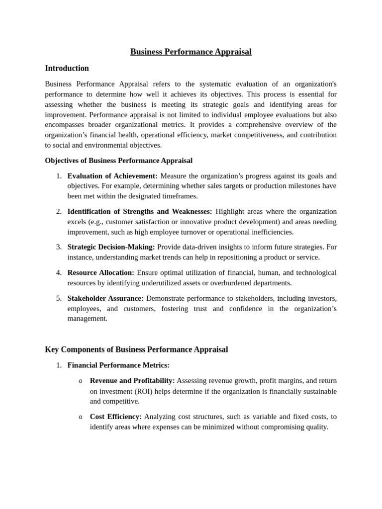 Business Performance Appraisal | PDF | Performance Indicator ...