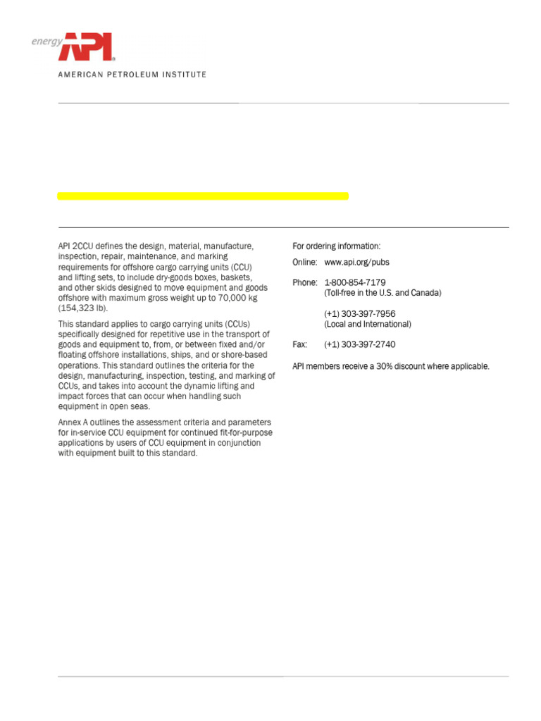 API 2CCU: Offshore Cargo Standards | PDF | Nondestructive Testing