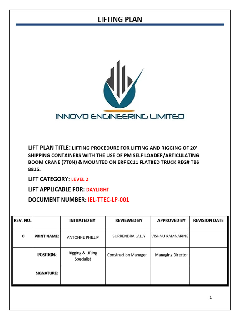 Lifting Procedure for 20' Shipping Containers | PDF | Crane (Machine)