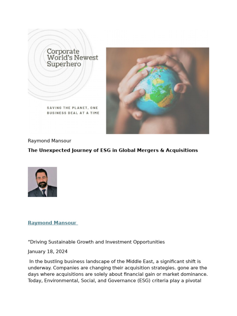 The Unexpected Journey of ESG in Global Mergers & Acquisitions | PDF ...