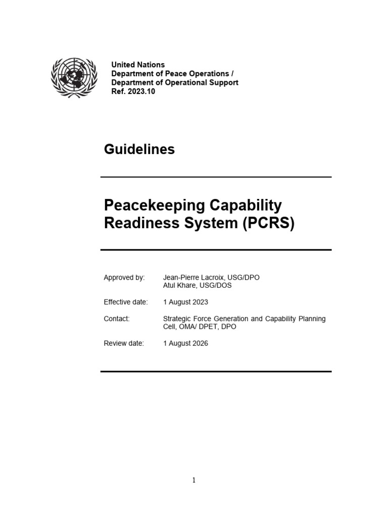 2023.10 Peacekeeping Capability Readiness System (PCRS) (Guidelines ...