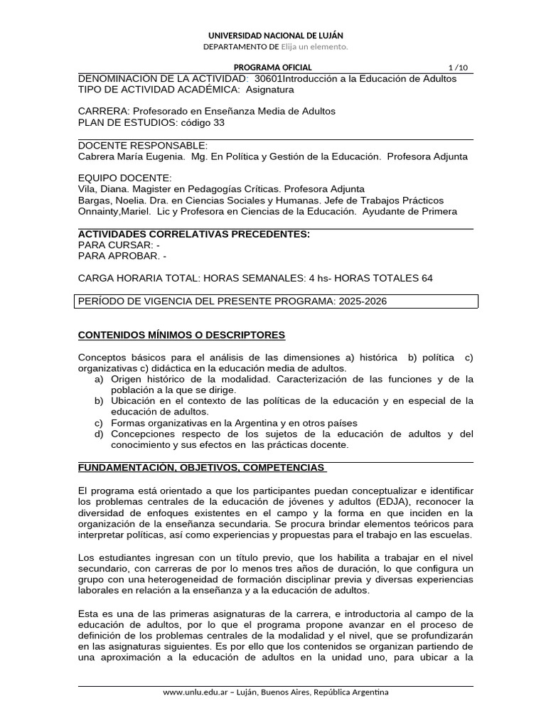Introducción a la Educación de Adultos | PDF | Maestros | Plan de estudios