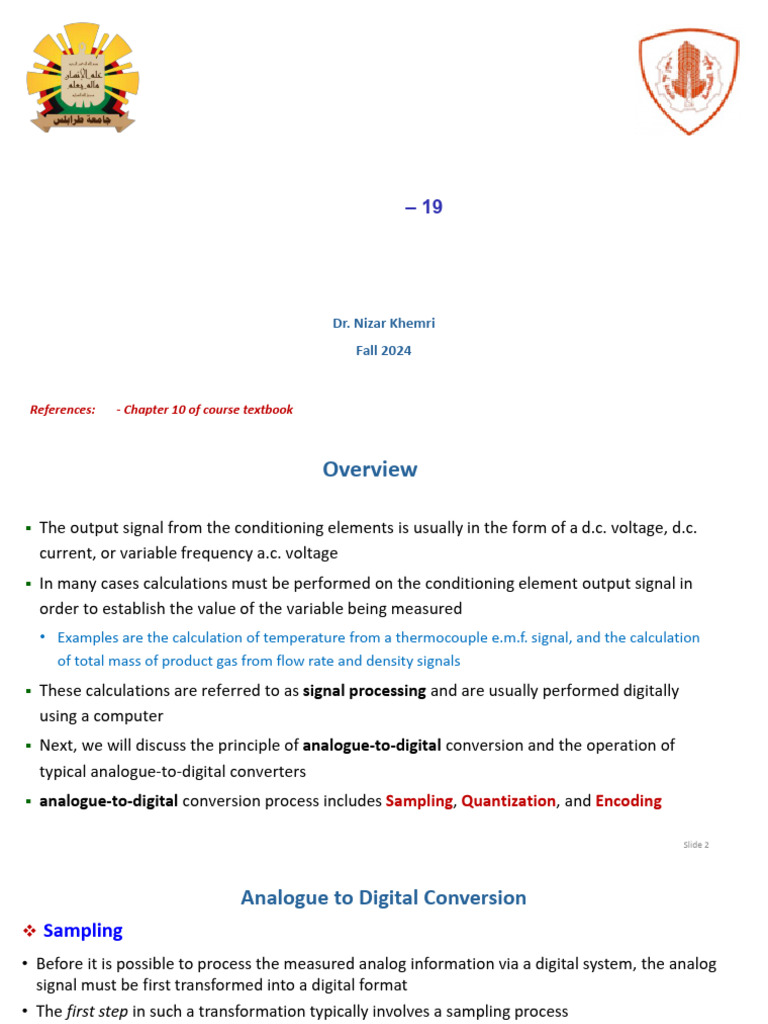 EC441-Lecture 19 Signal Processing | PDF | Analog To Digital Converter ...