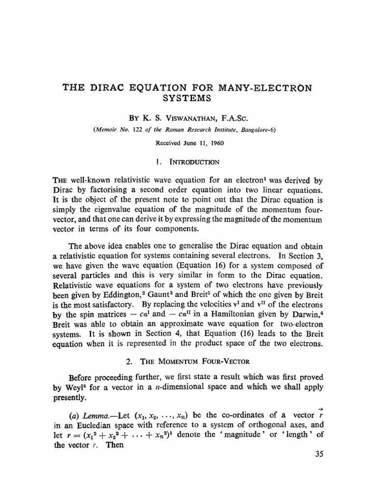 Generalizing the Dirac Equation for Electrons | PDF | Schrödinger ...