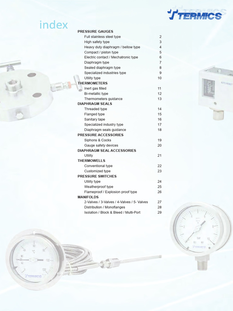 Pressure Gauges and Accessories Guide | PDF | Pipe (Fluid Conveyance ...