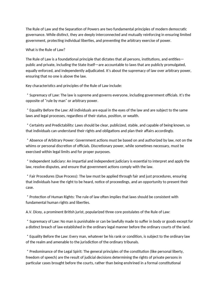 The Rule of Law-WPS Office | PDF | Rule Of Law | Separation Of Powers