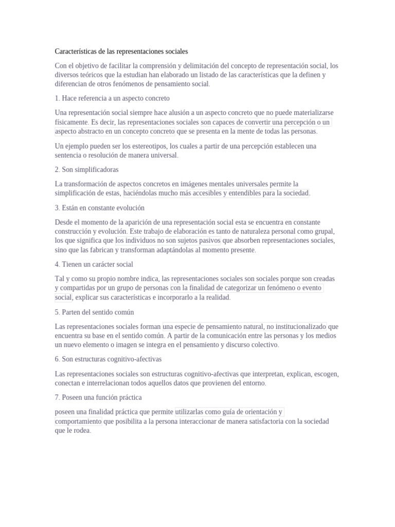 Características de Las Representaciones Sociales | PDF
