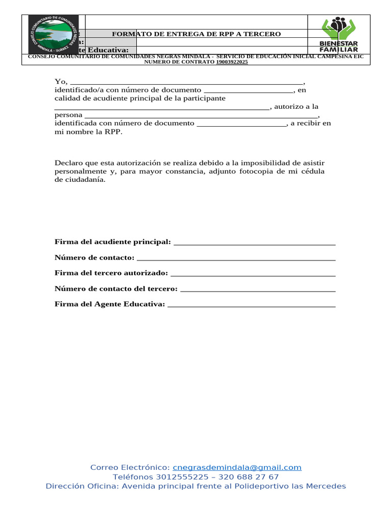5.formato de Entrega de RPP A Tercero 2025 | PDF