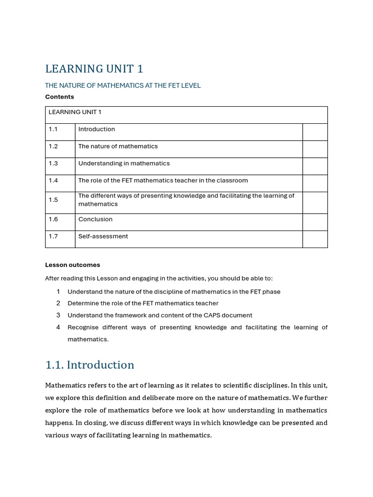 Understanding FET Mathematics Education | PDF | Mathematics | Learning