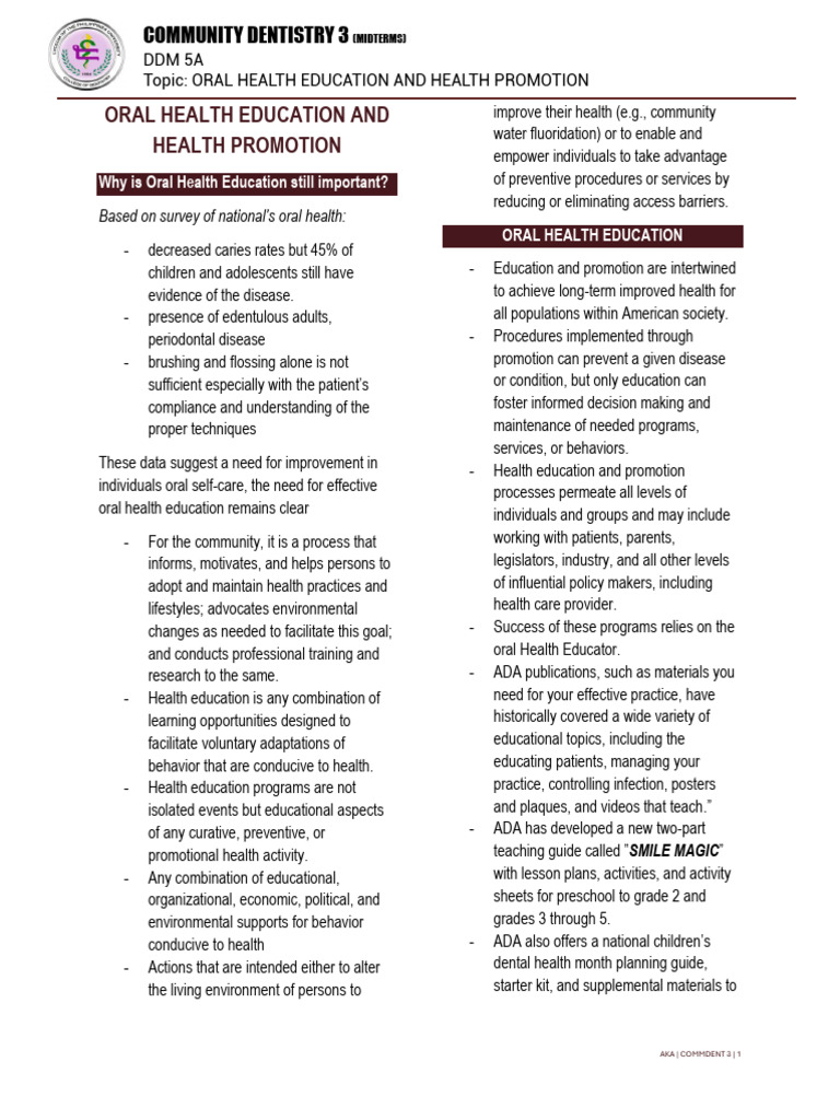 Oral Health Education Strategies | PDF | Oral Hygiene | Dentistry