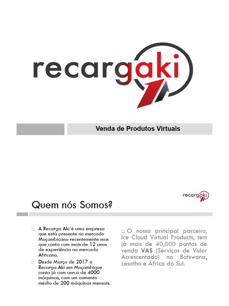 Recarga Aki: Produtos e Vantagens | PDF
