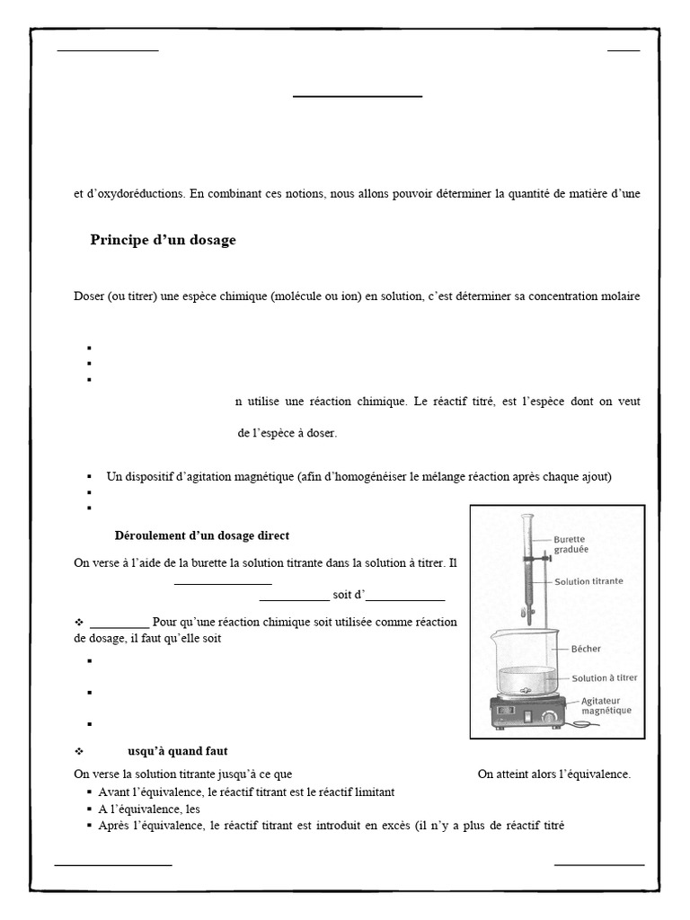 Dosage Chimique : Méthodes et Applications | PDF | Titrage | Chimie