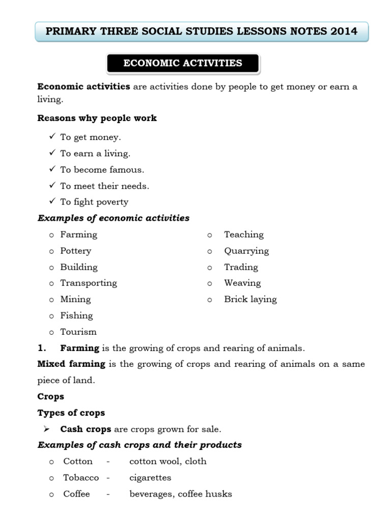 P3 SST Lesson Notes Term 2 Compleate | PDF | Crops | Agriculture