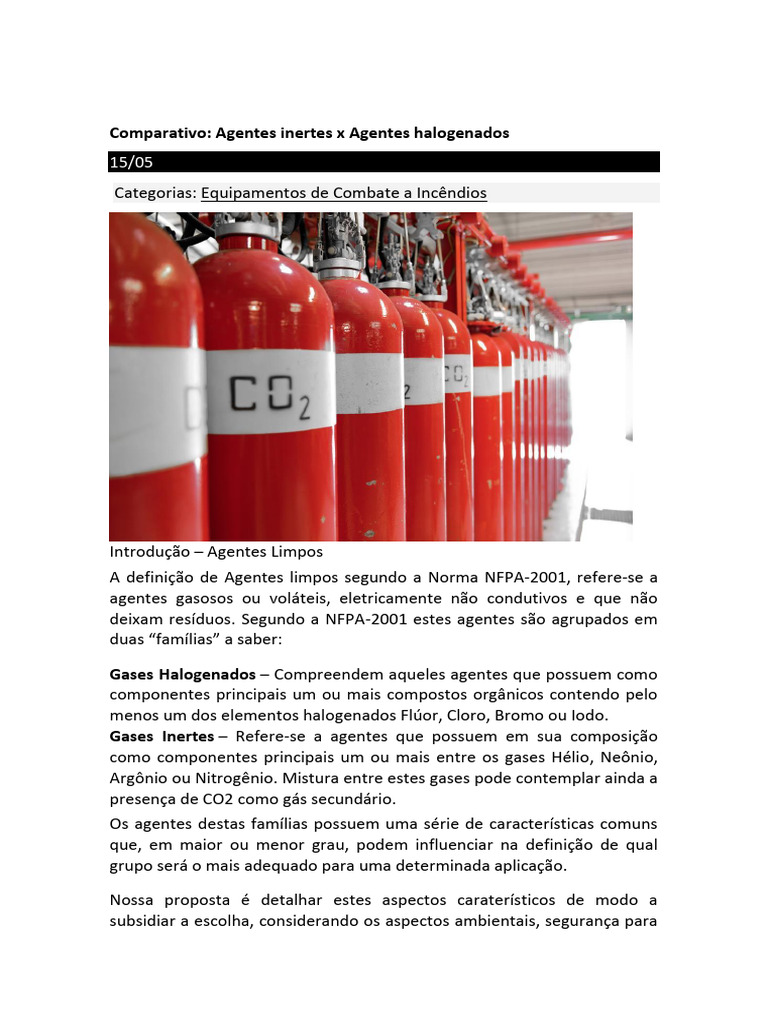 Comparativo de Gases Halogenados e Inertes | PDF | Gases | Ciências Físicas