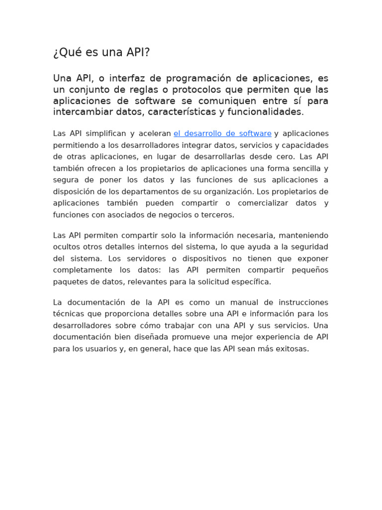 Introducción a las API y su Función | PDF | Jabón | Software de la ...