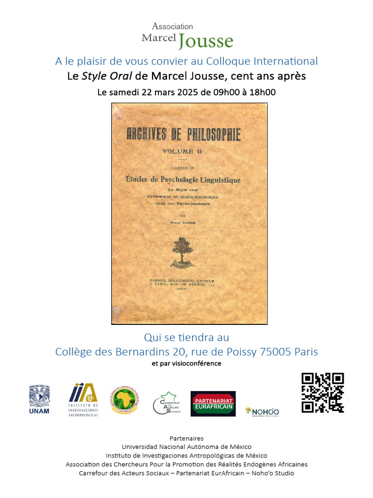 Colloque sur Marcel Jousse à Paris | PDF