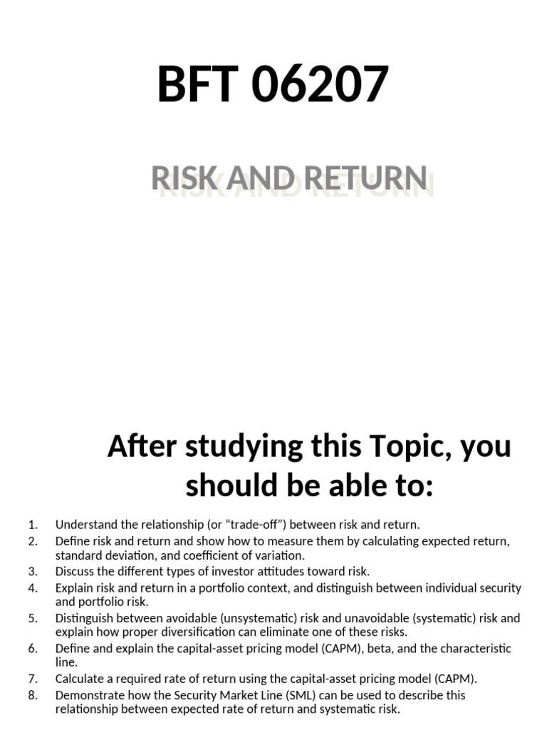 Understanding Risk and Return in Investing | PDF | Capital Asset ...