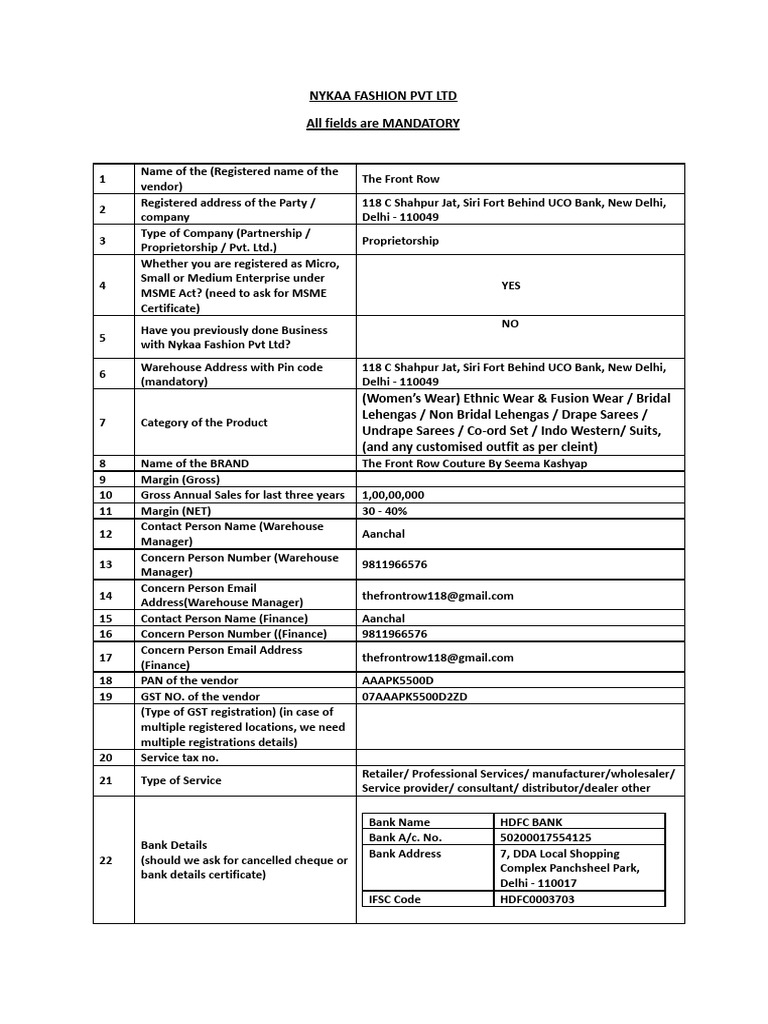 Blank VRF | PDF