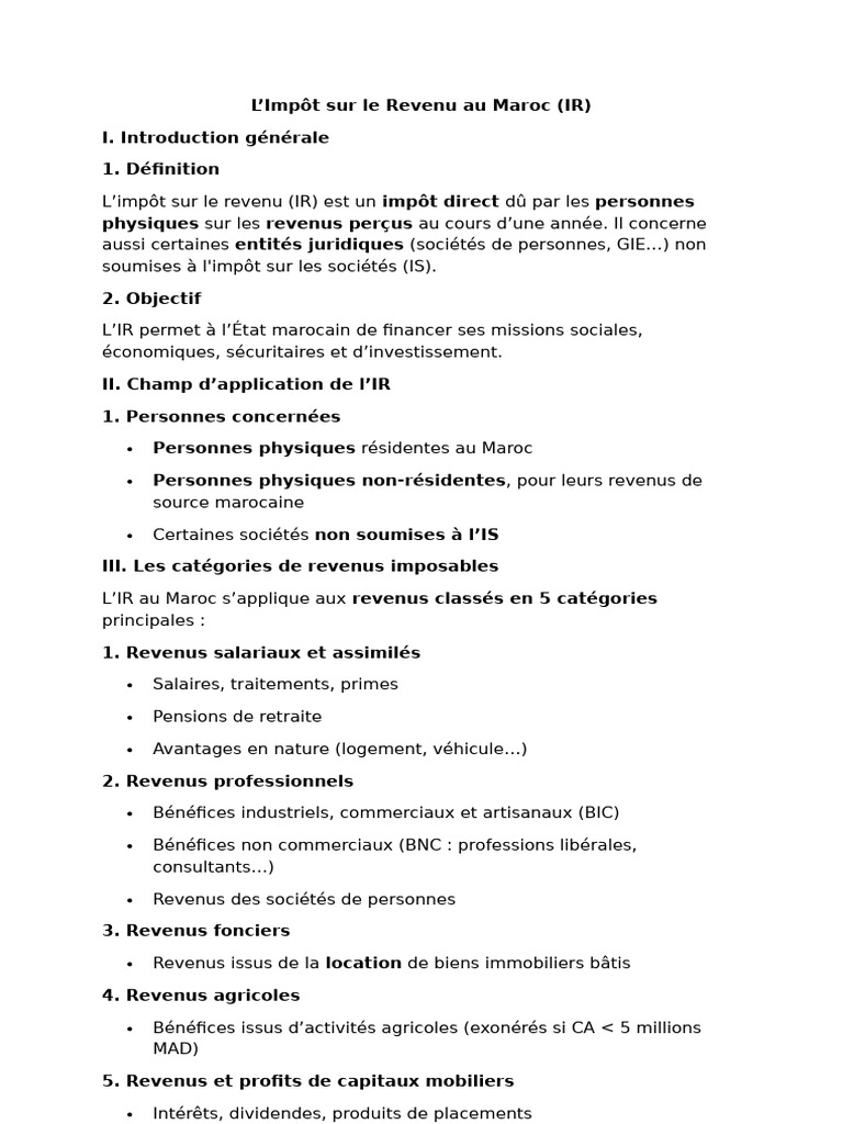 Guide de l'Impôt sur le Revenu au Maroc | PDF | Impôt sur le revenu ...