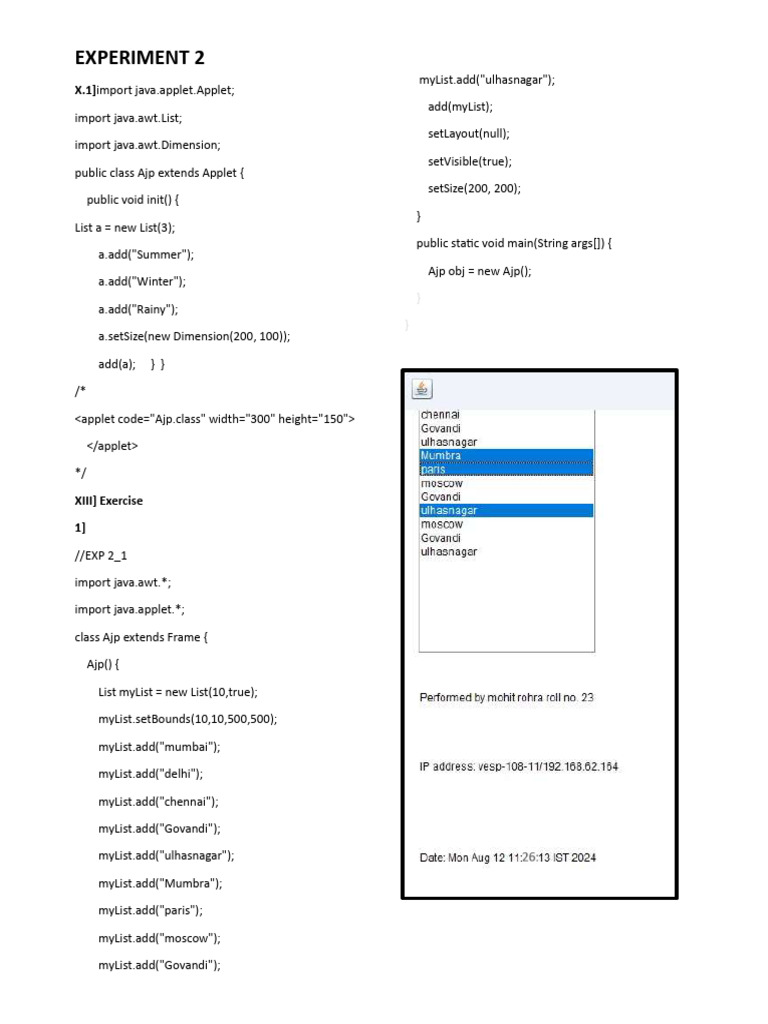 Java Applet List Examples | PDF