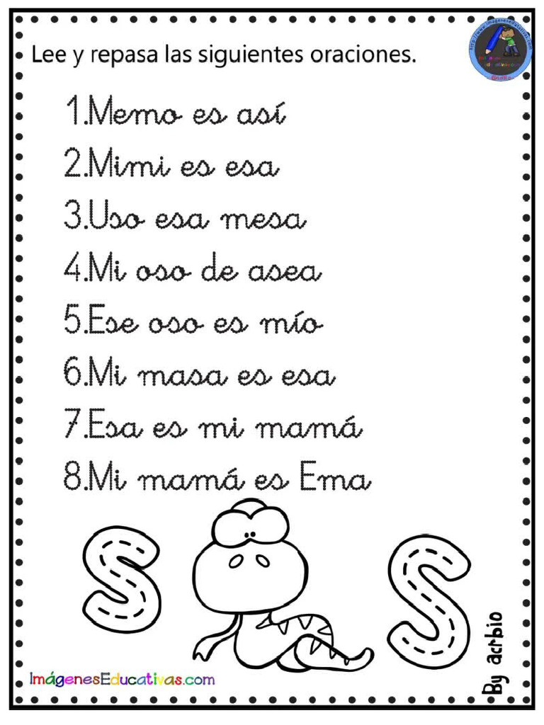 Fichas de Lectura, Refuerzo M, P y S | PDF