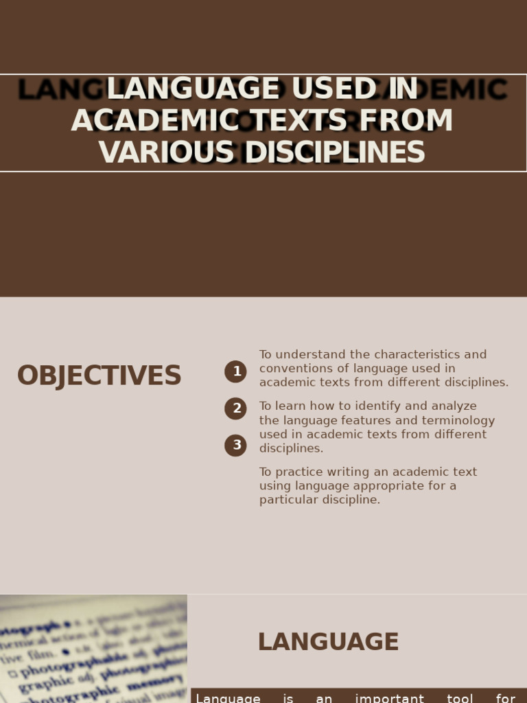 Language Used in Academic Texts From Various Disciplines | PDF ...
