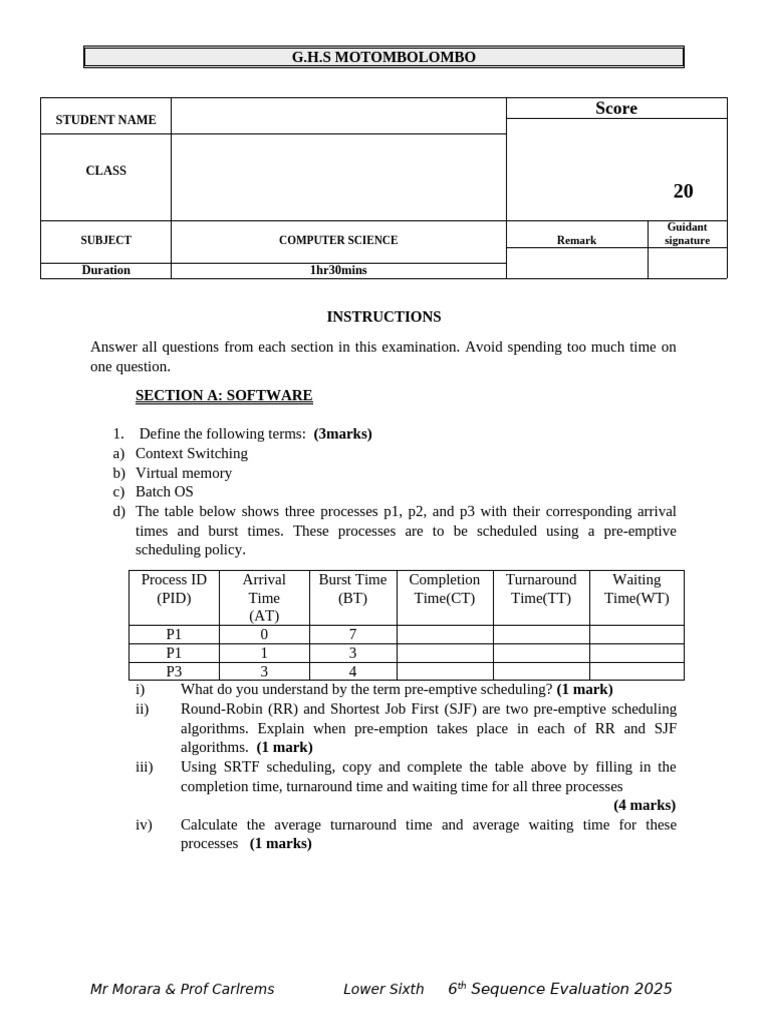 Computer Science Exam: Software & Algorithms | PDF | Algorithms | Average