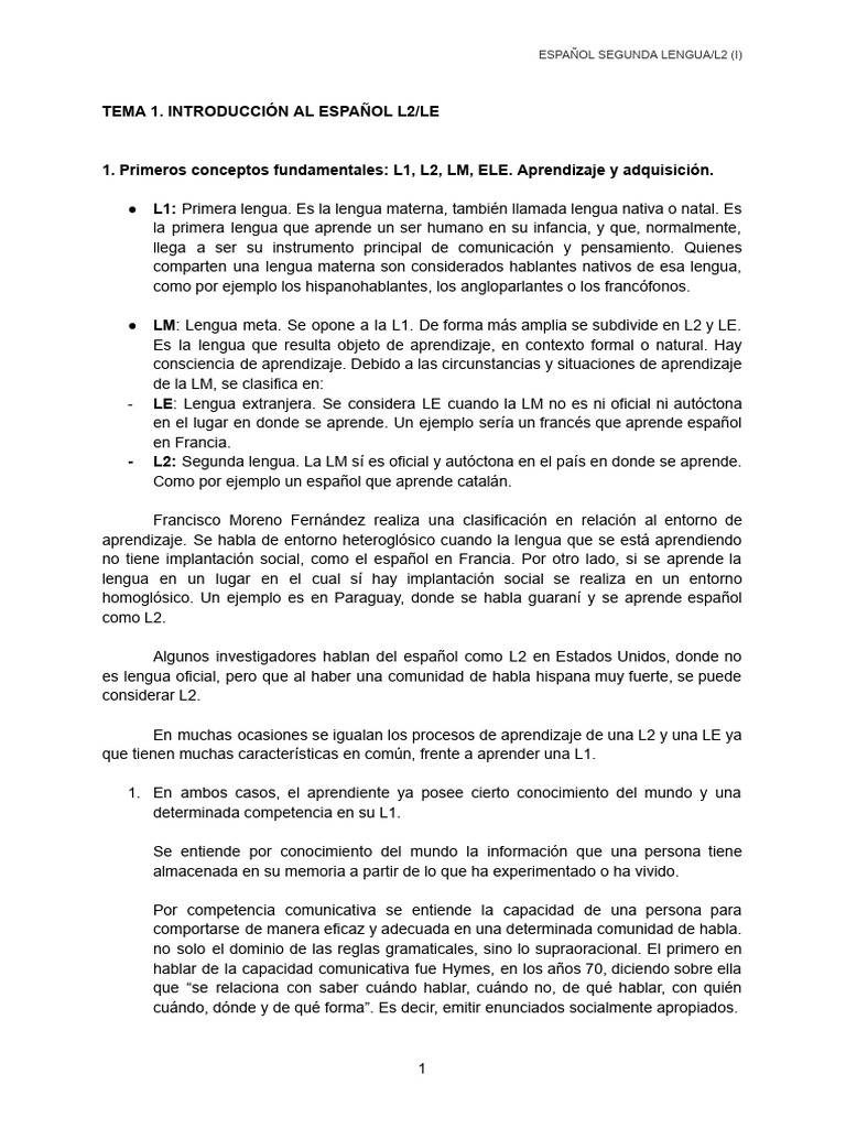 Conceptos Clave en ELE y L2 | PDF | Lengua española | Dialecto