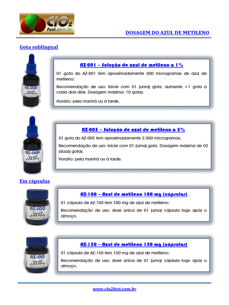 Dosagem e Uso do Azul de Metileno | PDF