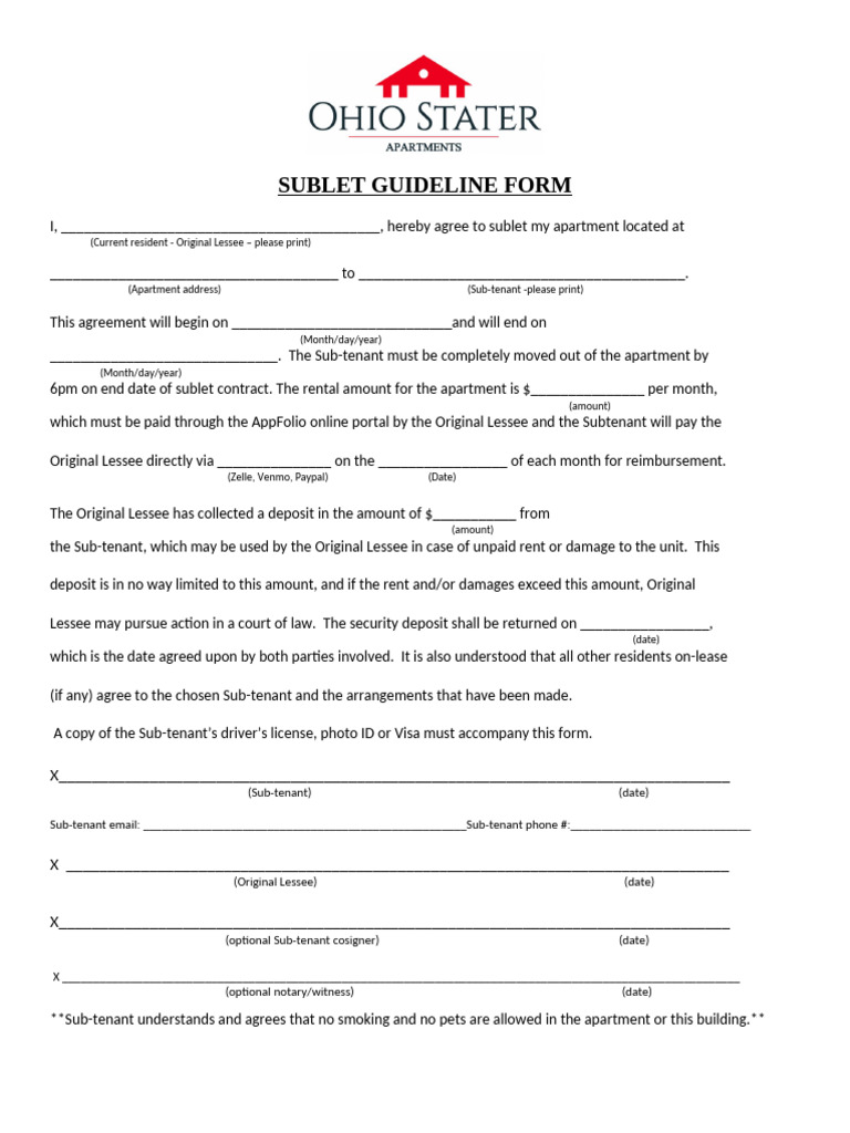 California Sublet Agreement Form | PDF | Lease | Contract Law