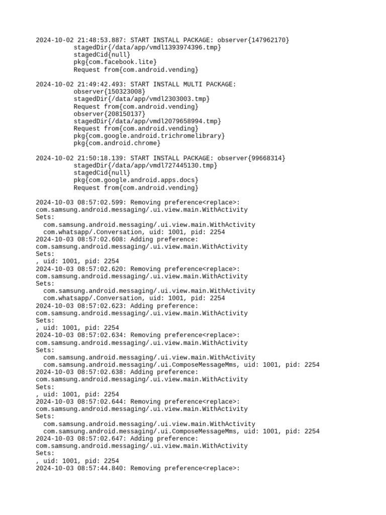 Android Package Installation Logs | PDF