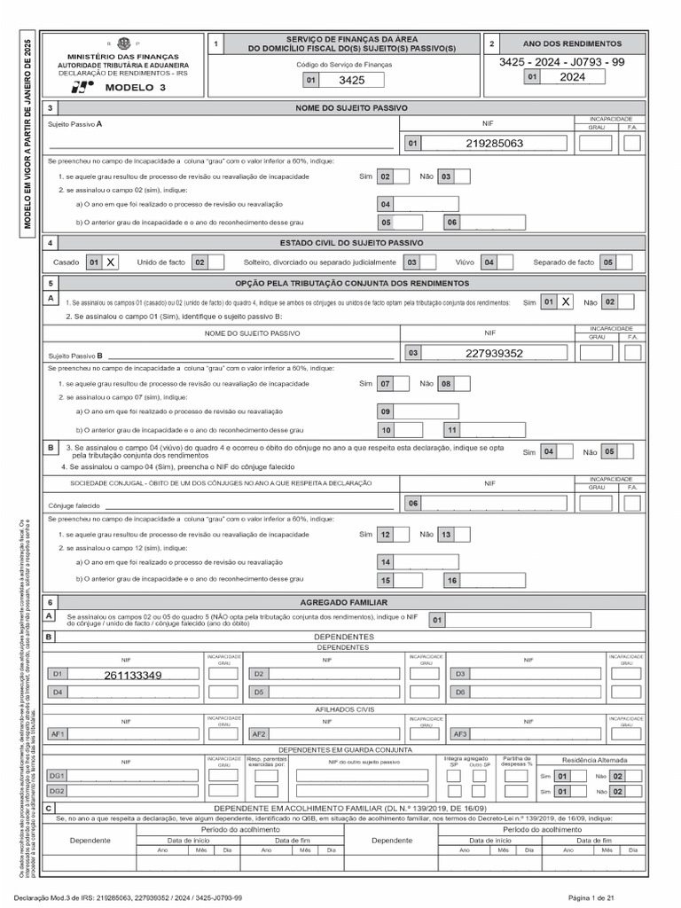 Declaração IRS 2024: Rendimentos e Deduções | PDF | Impostos
