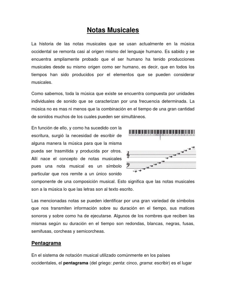 Notas Musicales Pdf Clave Composiciones Musicales