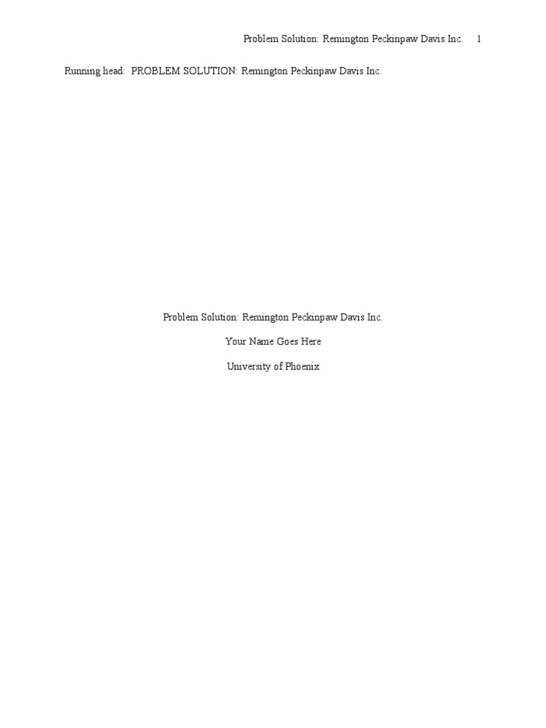 Rem Ing Ton Peck in Paw Davis Problem Solution Template | PDF ...