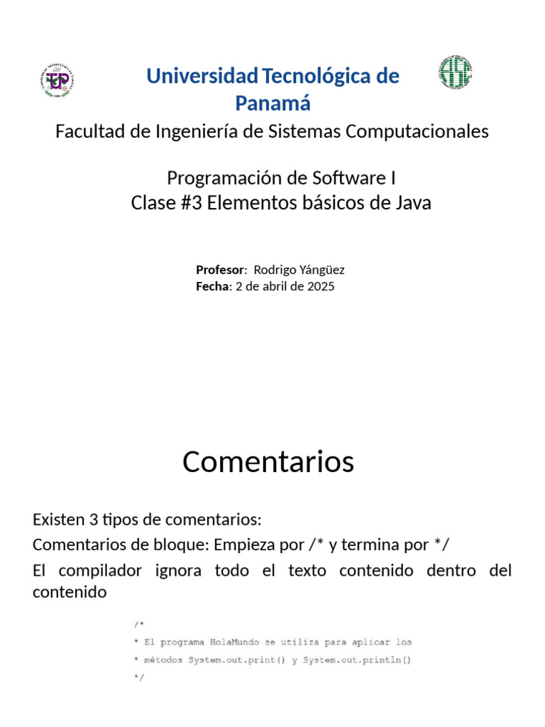 Clase #3 Elementos Básicos de Java | PDF | Java (lenguaje de ...