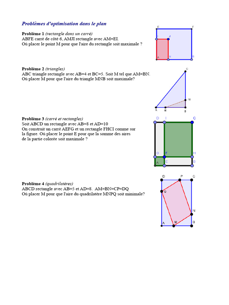 Problèmes d'optimisation cycle 3 | PDF | Triangle | Zone