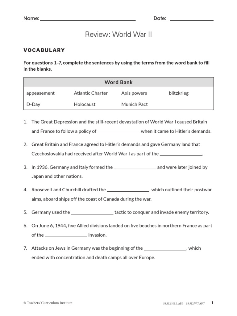 World War II Review Packet | PDF | World War II | Nazi Germany