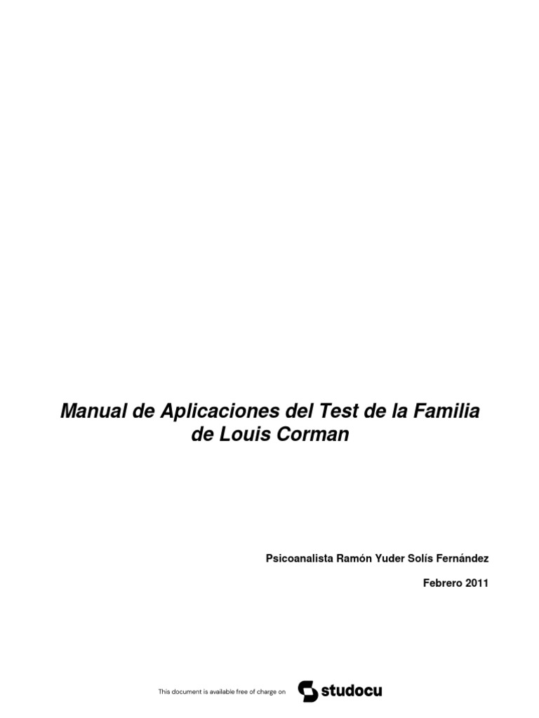 Aplicaciones del Test de la Familia Corman | PDF