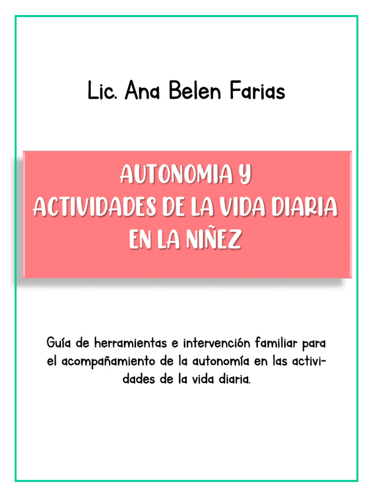 Autonomía y Actividades de La Vida Diaria en La Niñez - Lic. Ana Belén ...