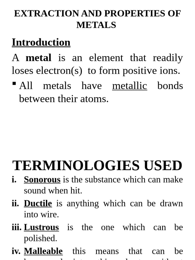 Properties and Extraction of Metals | PDF | Iron | Sodium