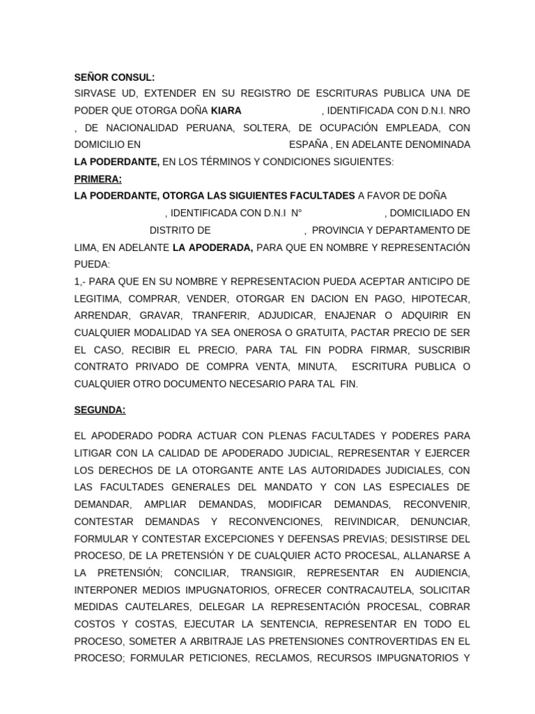 Poder Notarial para Representación Legal | PDF | Ley procesal | Justicia